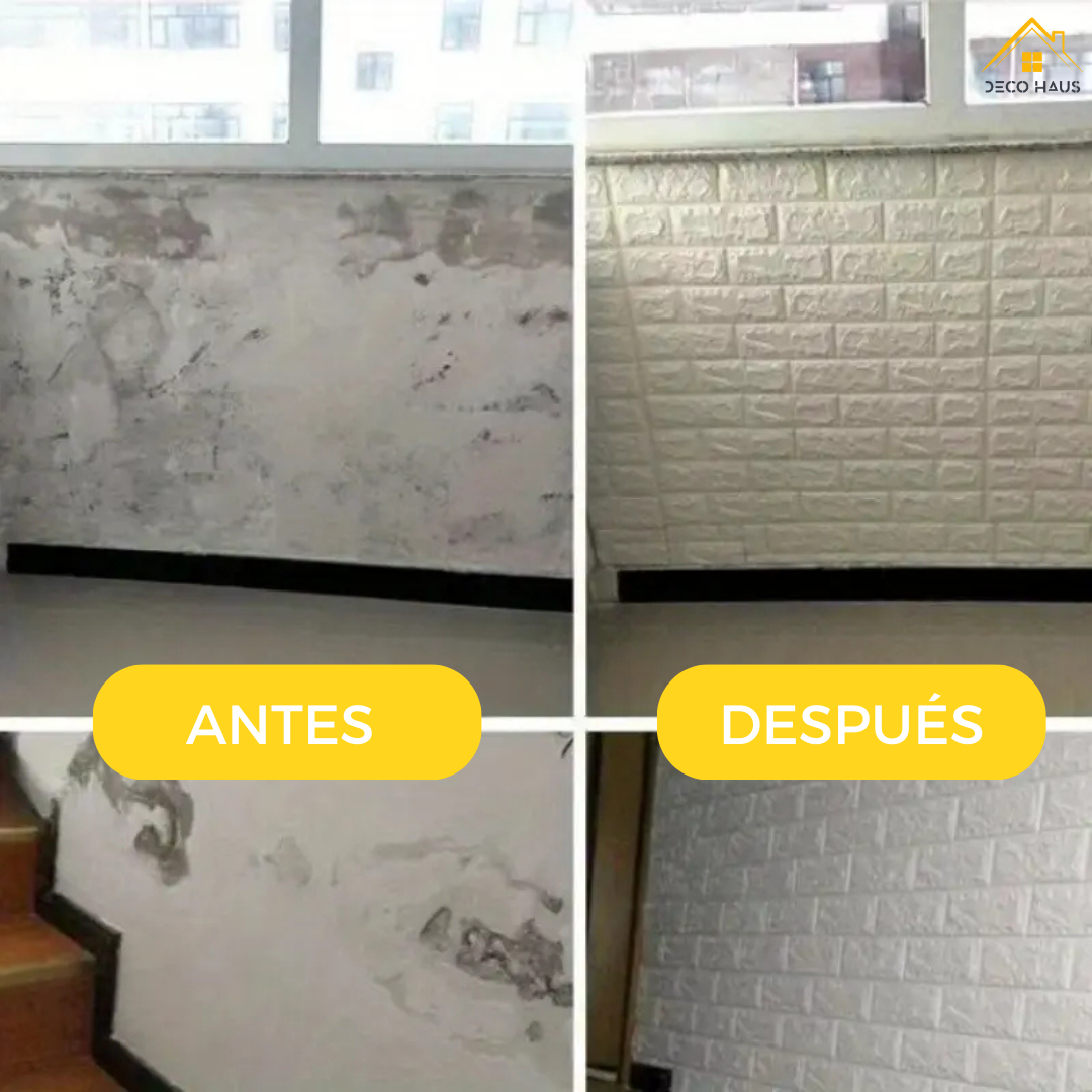 Placas Autoadhesivas 3D Color Blanco Para Pared 70x77cm 5mm – Revestimiento Impermeable de PVC, Fácil Instalación, Textura Tipo Ladrillo, Recortable y Decorativo Para Cocina, Living y Dormitorio