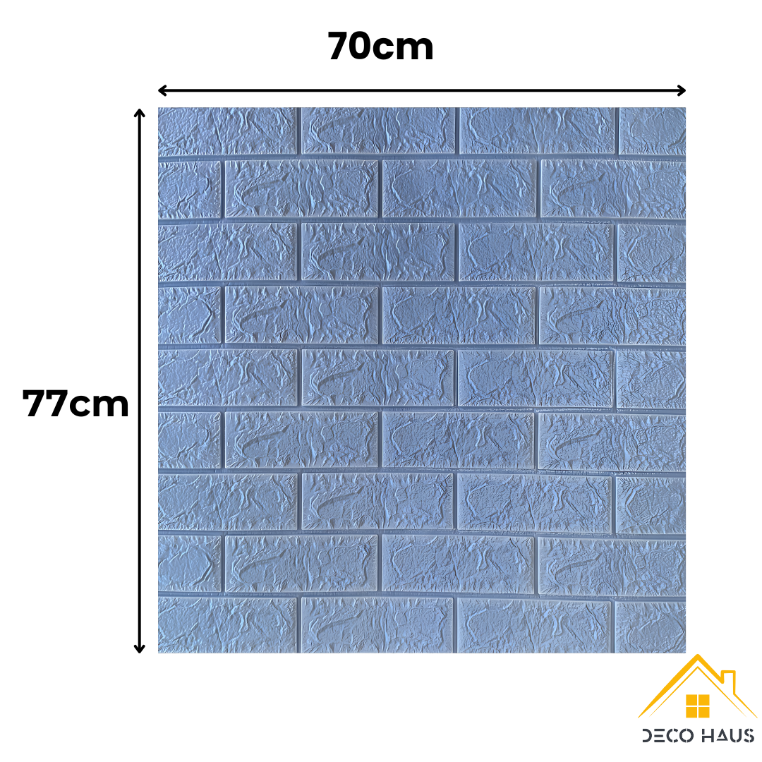 Placas Autoadhesivas 3D Color Celeste Para Pared 70x77cm 5mm – Revestimiento Impermeable de PVC, Fácil Instalación, Textura Tipo Ladrillo, Recortable y Decorativo Para Cocina, Living y Dormitorio