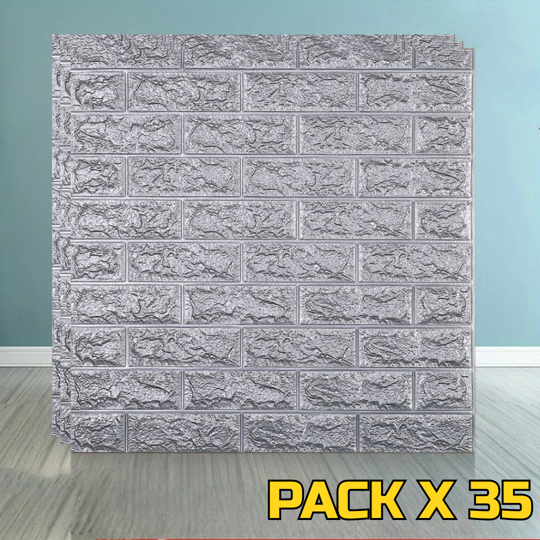 PLACAS AUTOADHESIVAS PARED GRIS PACK X 35