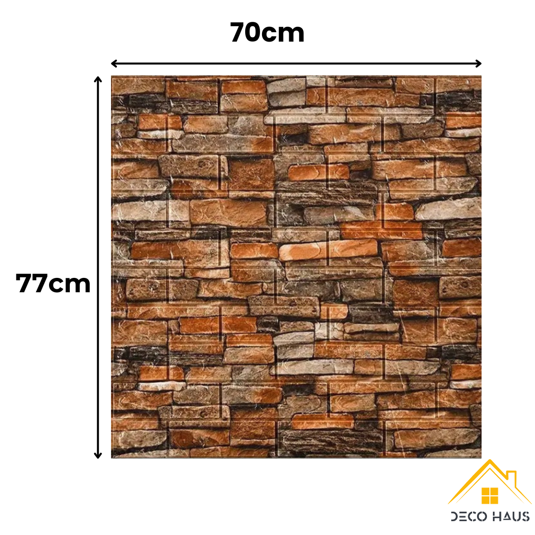 Placas Autoadhesivas 3D Piedra P2 Para Pared 70x77cm 3mm – Revestimiento Impermeable de PVC, Fácil Instalación, Textura Tipo Piedra, Recortable y Decorativo Para Cocina, Living y Dormitorio
