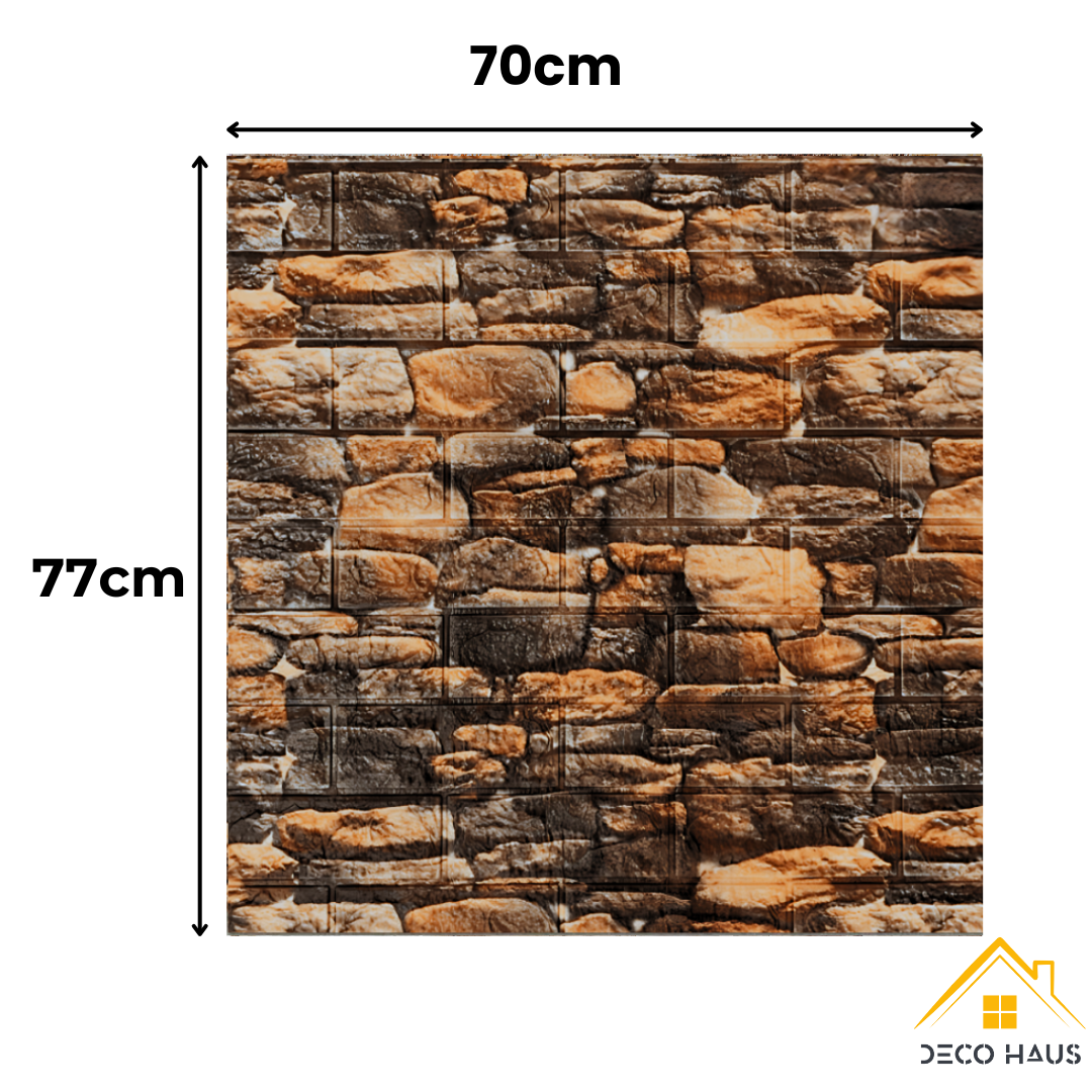 Placas Autoadhesivas 3D Piedra P4 Para Pared 70x77cm 3mm – Revestimiento Impermeable de PVC, Fácil Instalación, Textura Tipo Piedra, Recortable y Decorativo Para Cocina, Living y Dormitorio