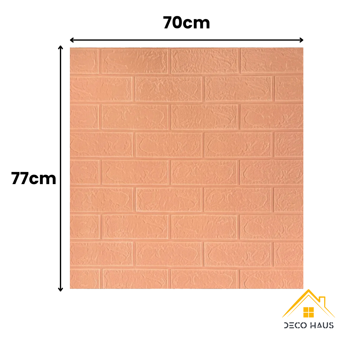 Placas Autoadhesivas 3D Color Terracota Para Pared 70x77cm 3mm – Revestimiento Impermeable de PVC, Fácil Instalación, Textura Tipo Ladrillo, Recortable y Decorativo Para Cocina, Living y Dormitorio