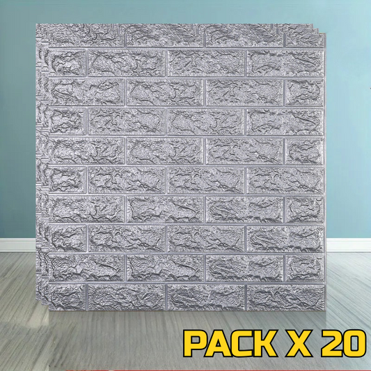 PLACAS AUTOADHESIVAS PARED GRIS PACK X 20