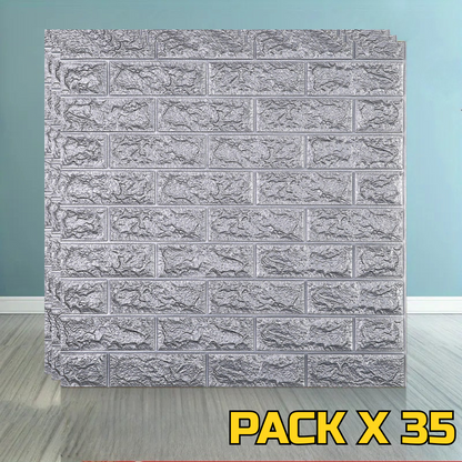 PLACAS AUTOADHESIVAS PARED GRIS PACK X 35