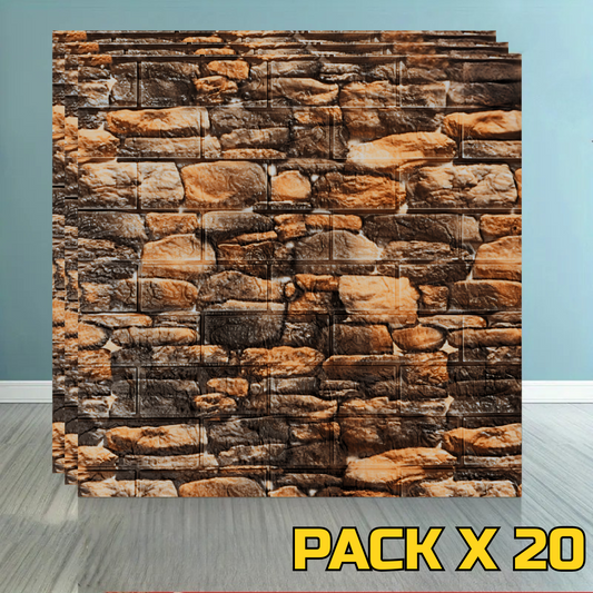 PLACAS AUTOADHESIVAS PARED PIEDRA P4 PACK X 20