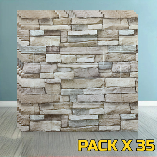 PLACAS AUTOADHESIVAS PARED PIEDRA P5 PACK X 35