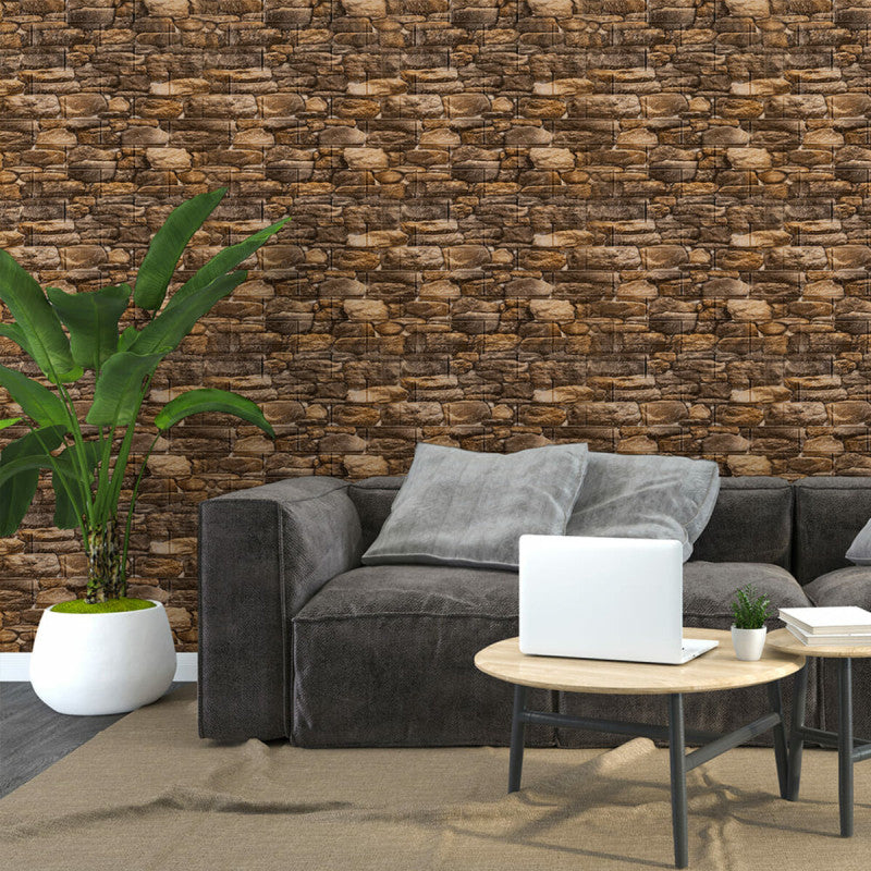 Placas Autoadhesivas 3D Piedra P4 Para Pared 70x77cm 3mm – Revestimiento Impermeable de PVC, Fácil Instalación, Textura Tipo Piedra, Recortable y Decorativo Para Cocina, Living y Dormitorio