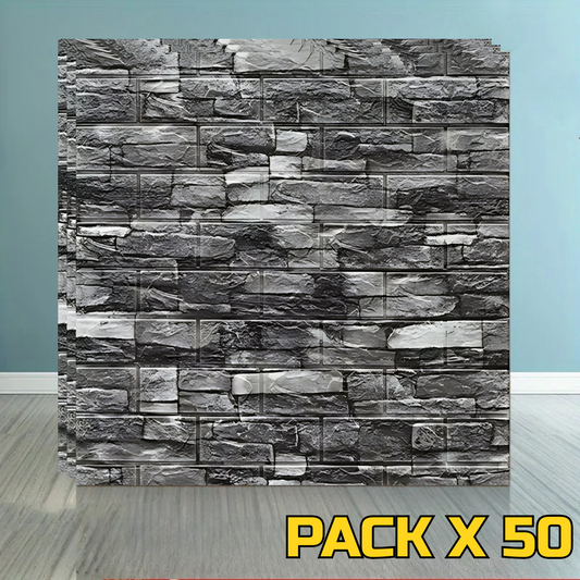 PLACAS AUTOADHESIVAS PARED PIEDRA P8 PACK X 50