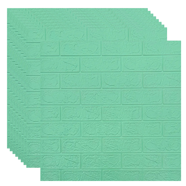 Placas Autoadhesivas 3D Color Verde Para Pared 70x77cm 3mm – Revestimiento Impermeable de PVC, Fácil Instalación, Textura Tipo Ladrillo, Recortable y Decorativo Para Cocina, Living y Dormitorio