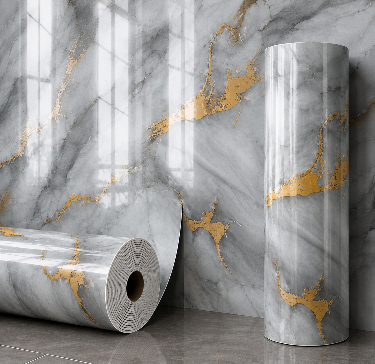 (PACK X4) Rollos Símil Mármol Autoadhesivos pared 2.80 x 1.20m
