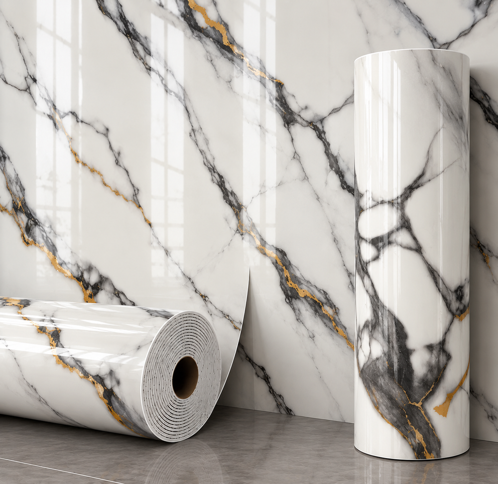 (PACK X4) Rollos Símil Mármol Autoadhesivos pared 2.80 x 1.20m
