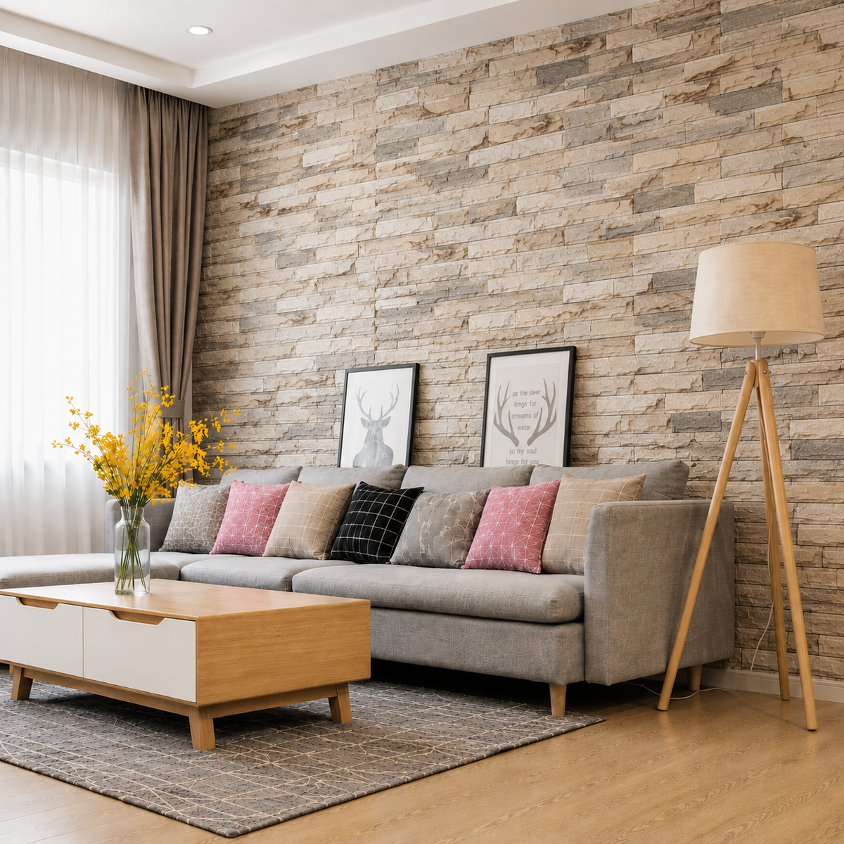 (PACK X20) Placas Autoadhesivas 3D Pared Símil Piedra 70x77cm 3mm