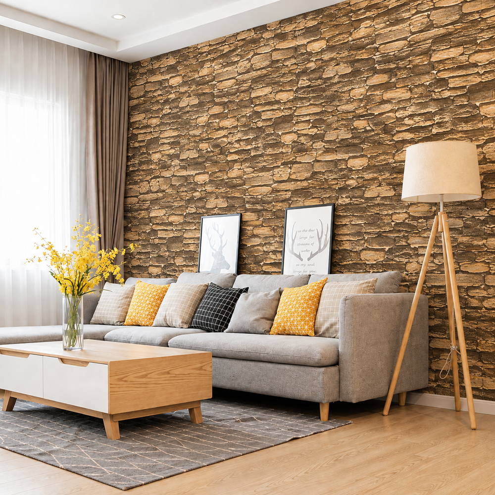 (PACK X20) Placas Autoadhesivas 3D Pared Símil Piedra 70x77cm 3mm