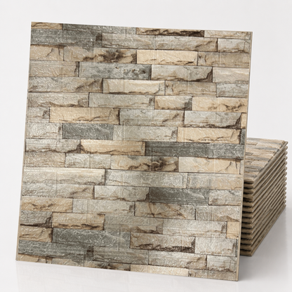 (PACK X20) Placas Autoadhesivas 3D Pared Símil Piedra 70x77cm 3mm