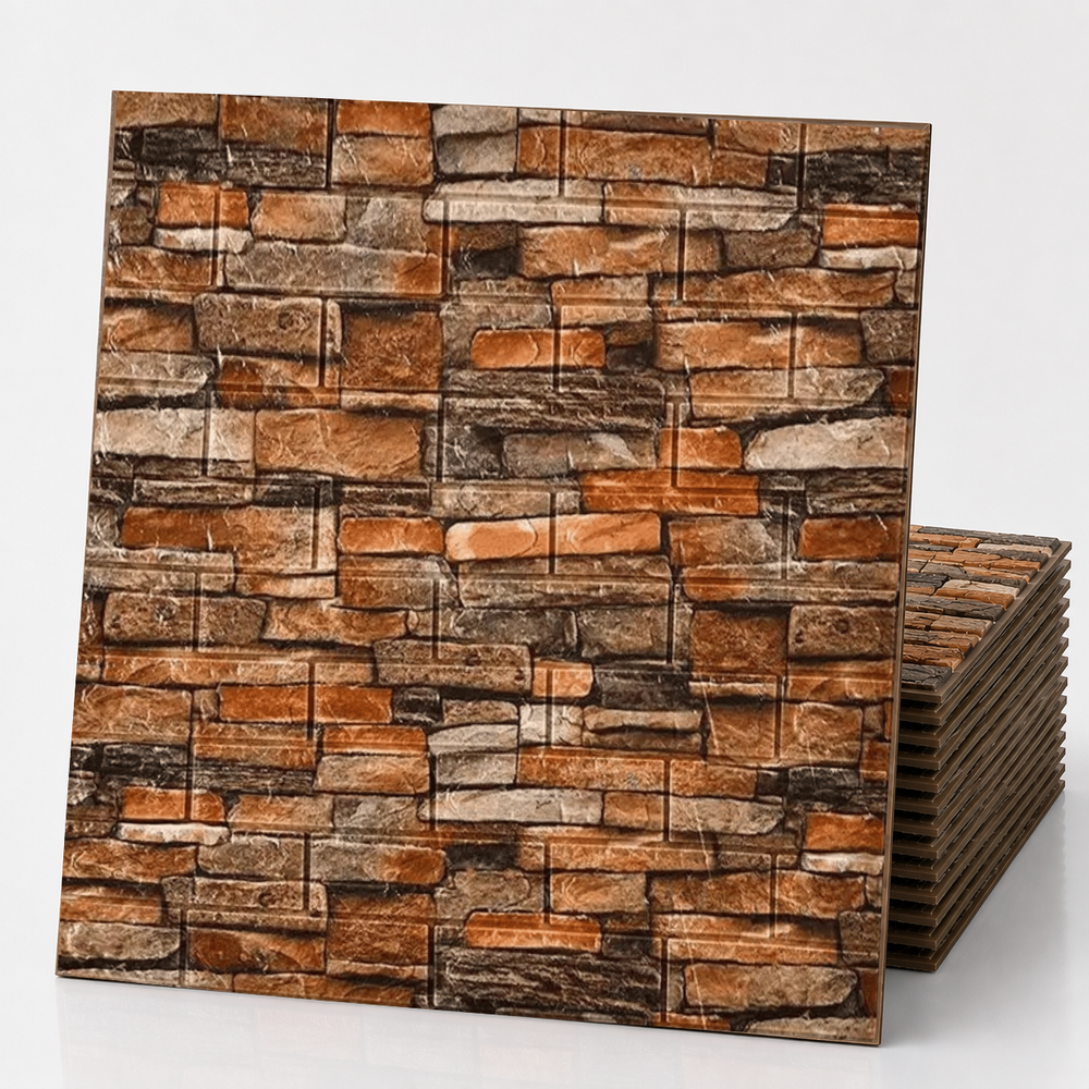 (PACK X20) Placas Autoadhesivas 3D Pared Símil Piedra 70x77cm 3mm