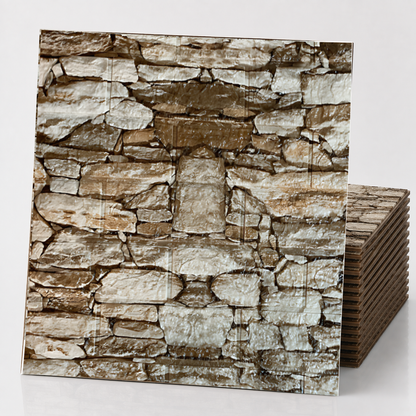 (PACK X20) Placas Autoadhesivas 3D Pared Símil Piedra 70x77cm 3mm