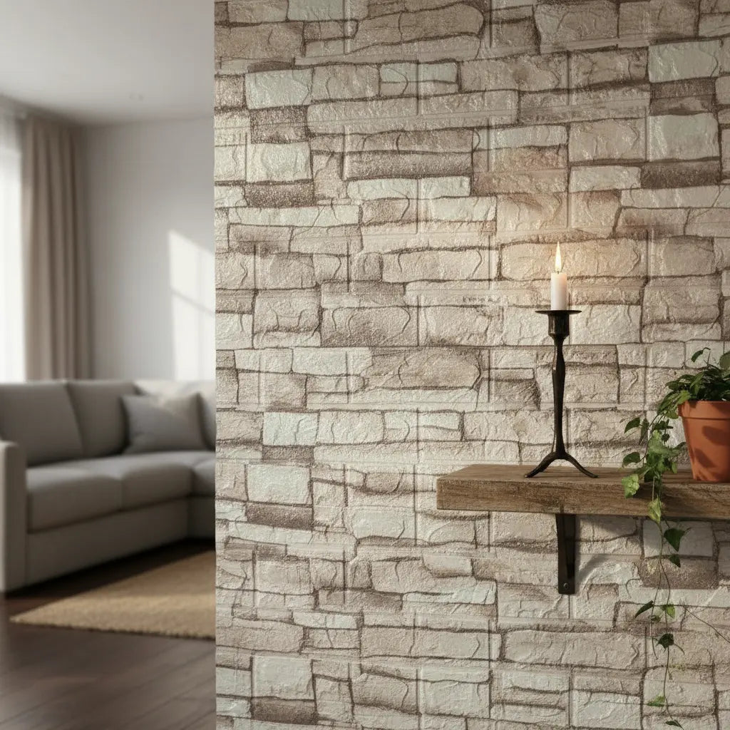 (PACK X20) Placas Autoadhesivas 3D Pared Símil Piedra 70x77cm 3mm