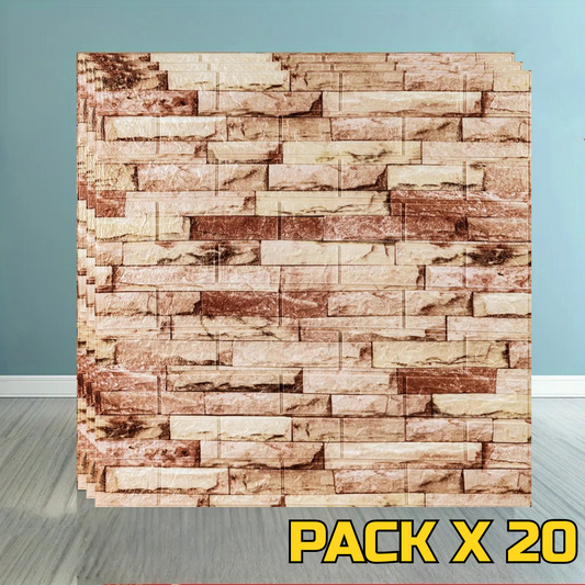 PLACAS AUTOADHESIVAS PARED PIEDRA P3 PACK X 20