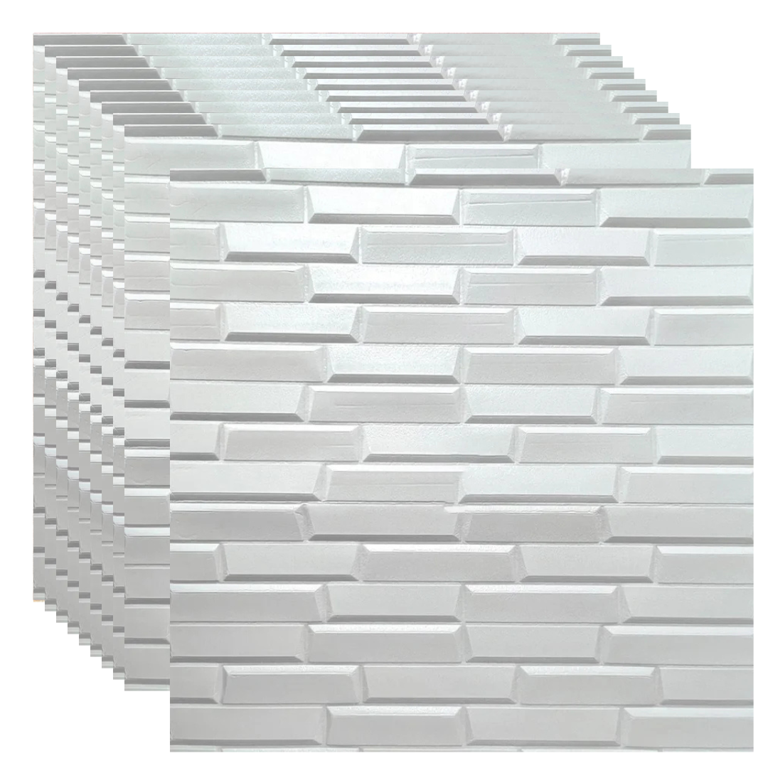PLACAS AUTOADHESIVAS PARED LISTÓN BLANCO 5mm