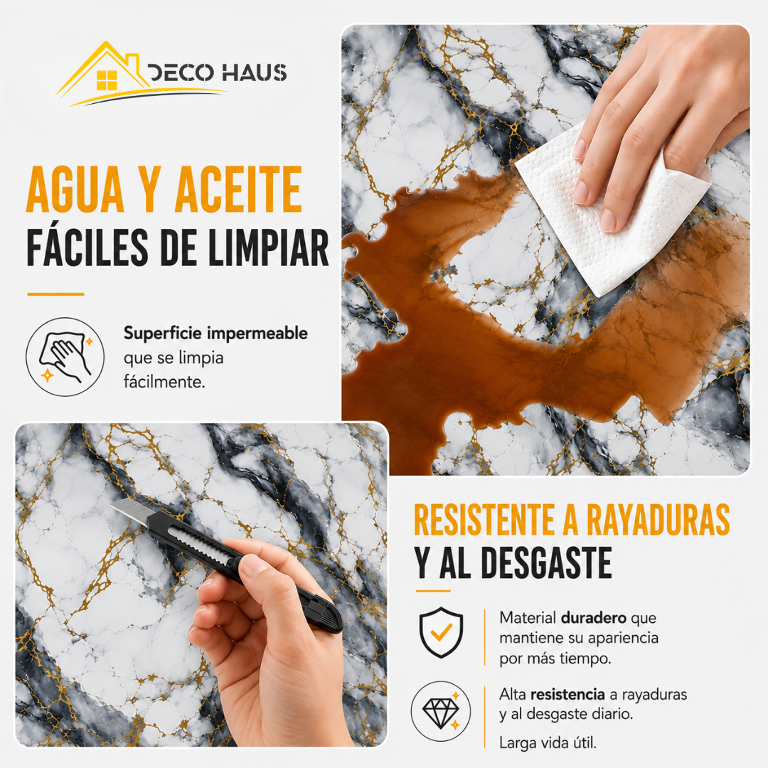 Rollo Mármol Autoadhesivo R4 1.20x2.80m – Revestimiento PVC Impermeable, Fácil Instalación, Diseño Simil Mármol HD y Decorativo Para Baños, Cocinas y Living