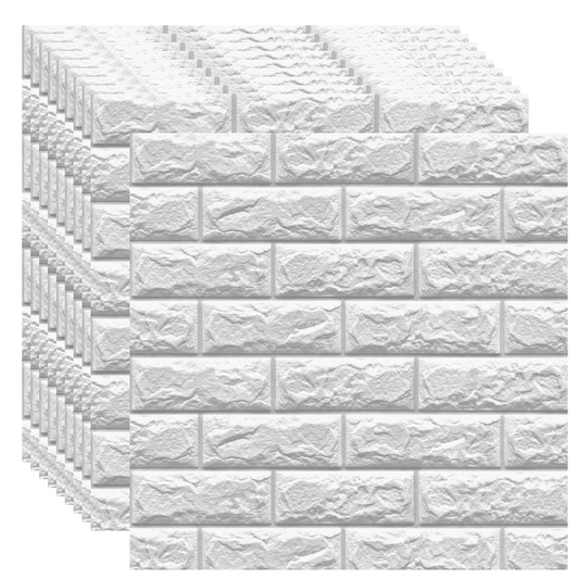 Placas Autoadhesivas 3D Color Blanco Para Pared 70x77cm 5mm – Revestimiento Impermeable de PVC, Fácil Instalación, Textura Tipo Ladrillo, Recortable y Decorativo Para Cocina, Living y Dormitorio