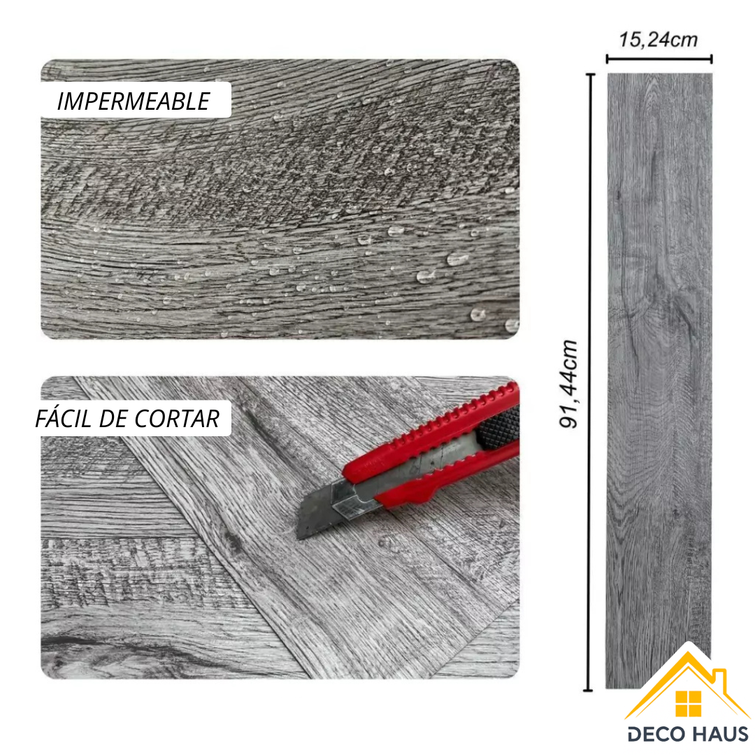 Piso Vinílico Autoadhesivo Listón DC2 91.4x15.2cm – Revestimiento Impermeable PVC, Fácil Instalación, Diseño Simil Madera y Decorativo Para Living, Dormitorio y Cocina