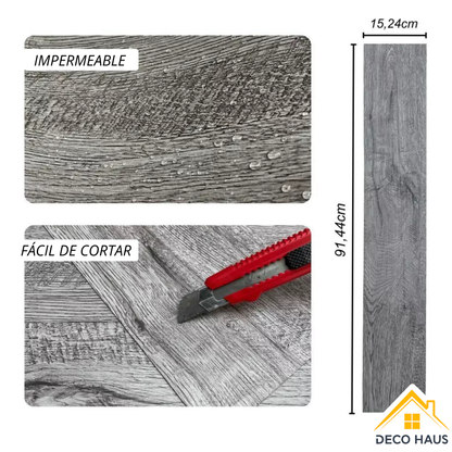 Piso Vinílico Autoadhesivo Listón DC2 91.4x15.2cm – Revestimiento Impermeable PVC, Fácil Instalación, Diseño Simil Madera y Decorativo Para Living, Dormitorio y Cocina