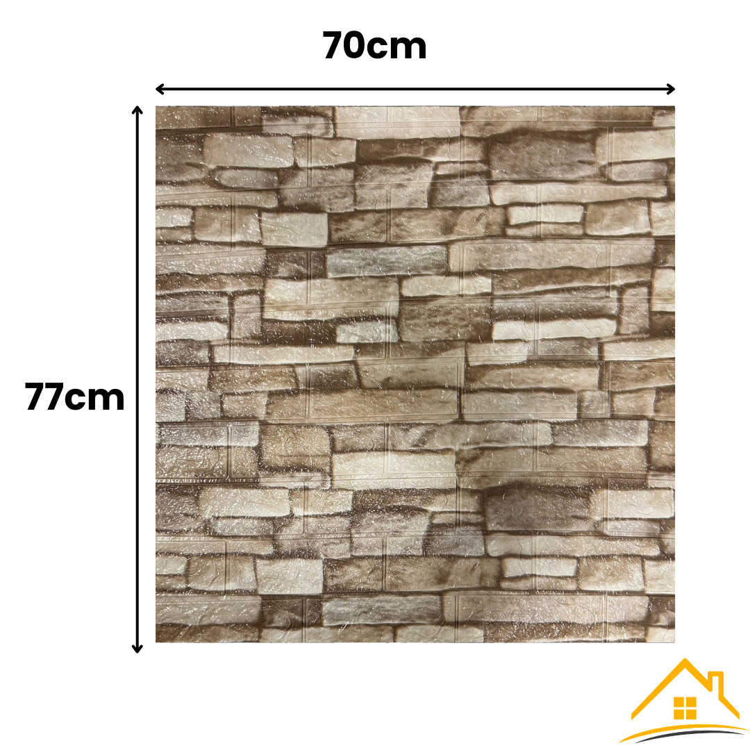 Placas Autoadhesivas 3D Piedra P5 Para Pared 70x77cm 3mm – Fácil Instalación, Textura Tipo Piedra, Recortable y Decorativo Para Cocina, Living y Dormitorio