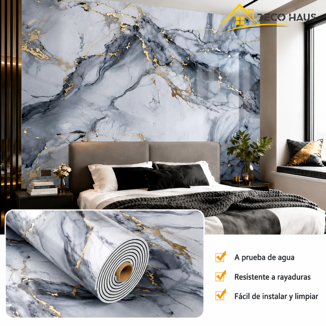 Rollo Mármol Autoadhesivo R4 1.20x2.80m – Revestimiento PVC Impermeable, Fácil Instalación, Diseño Simil Mármol HD y Decorativo Para Baños, Cocinas y Living