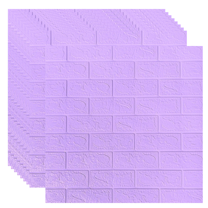 Placas Autoadhesivas 3D Color Lila Para Pared 70x77cm 3mm – Revestimiento Impermeable de PVC, Fácil Instalación, Textura Tipo Ladrillo, Recortable y Decorativo Para Cocina, Living y Dormitorio