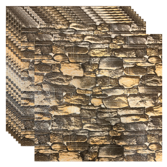 Placas Autoadhesivas 3D Piedra P4 Para Pared 70x77cm 3mm – Revestimiento Impermeable de PVC, Fácil Instalación, Textura Tipo Piedra, Recortable y Decorativo Para Cocina, Living y Dormitorio