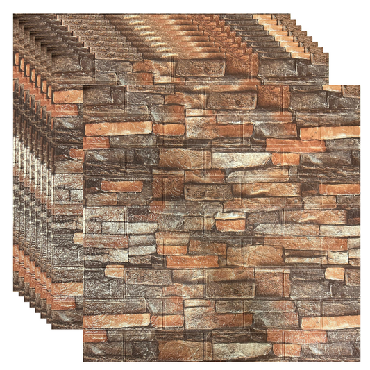 Placas Autoadhesivas 3D Piedra P2 Para Pared 70x77cm 3mm – Revestimiento Impermeable de PVC, Fácil Instalación, Textura Tipo Piedra, Recortable y Decorativo Para Cocina, Living y Dormitorio