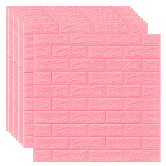 Placas Autoadhesivas 3D Color Rosa Para Pared 70x77cm 3mm – Revestimiento Impermeable de PVC, Fácil Instalación, Textura Tipo Ladrillo, Recortable y Decorativo Para Cocina, Living y Dormitorio