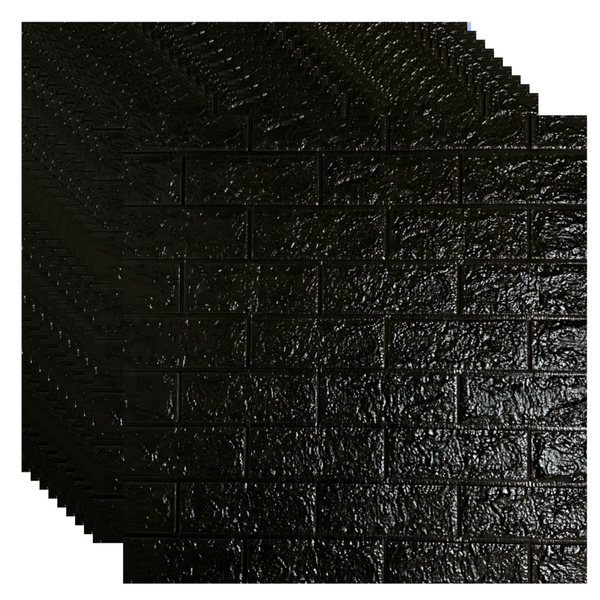 Placas Autoadhesivas 3D Color Negro Para Pared 70x77cm 5mm – Revestimiento Impermeable de PVC, Fácil Instalación, Textura Tipo Ladrillo, Recortable y Decorativo Para Cocina, Living y Dormitorio