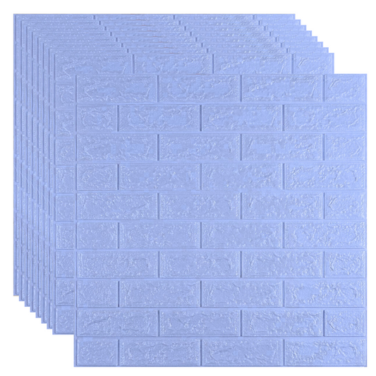 Placas Autoadhesivas 3D Color Celeste Para Pared 70x77cm 3mm – Revestimiento Impermeable de PVC, Fácil Instalación, Textura Tipo Ladrillo, Recortable y Decorativo Para Cocina, Living y Dormitorio