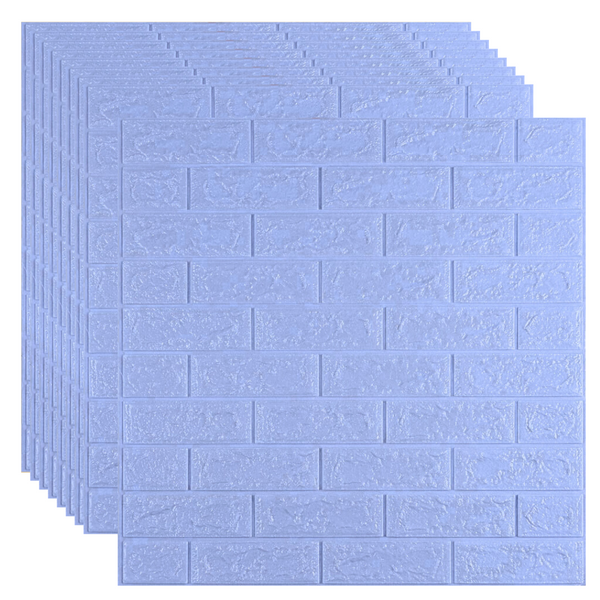 Placas Autoadhesivas 3D Color Celeste Para Pared 70x77cm 3mm – Revestimiento Impermeable de PVC, Fácil Instalación, Textura Tipo Ladrillo, Recortable y Decorativo Para Cocina, Living y Dormitorio
