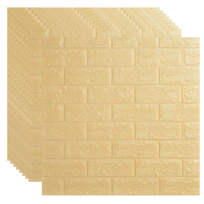 Placas Autoadhesivas 3D Color Amarillo Para Pared 70x77cm 3mm – Revestimiento Impermeable de PVC, Fácil Instalación, Textura Tipo Ladrillo, Recortable y Decorativo Para Cocina, Living y Dormitorio