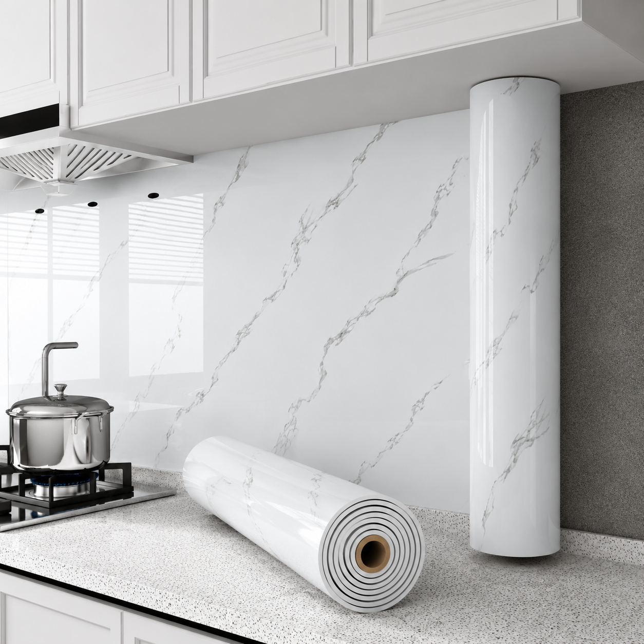 Rollo Mármol Autoadhesivo R2 1.20x2.80m – Revestimiento PVC Impermeable, Fácil Instalación, Diseño Simil Mármol HD y Decorativo Para Baños, Cocinas y Living