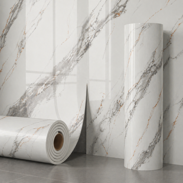 Rollo Mármol Autoadhesivo R1 1.20x2.80m – Revestimiento PVC Impermeable, Fácil Instalación, Diseño Simil Mármol HD y Decorativo Para Baños, Cocinas y Living