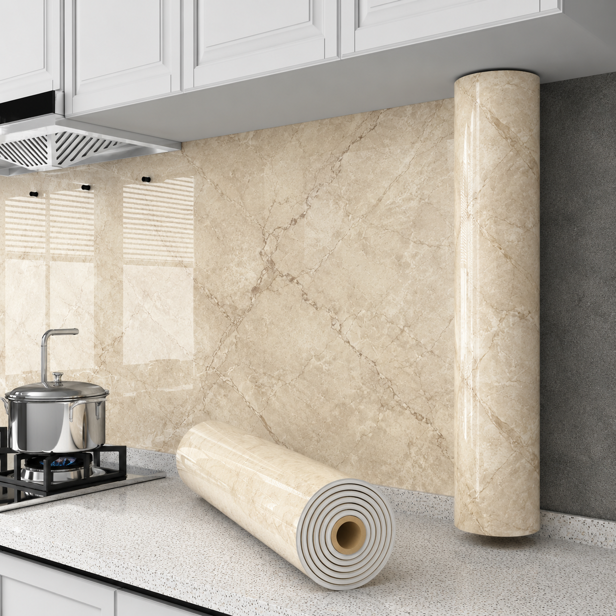 Rollo Mármol Autoadhesivo R4 1.20x2.80m – Revestimiento PVC Impermeable, Fácil Instalación, Diseño Simil Mármol HD y Decorativo Para Baños, Cocinas y Living