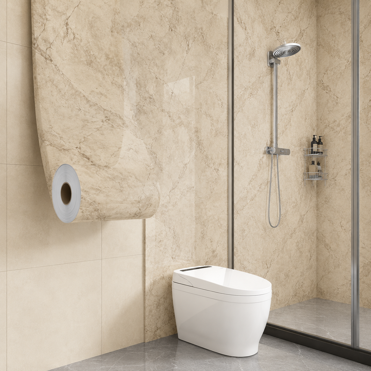 Rollo Mármol Autoadhesivo R4 1.20x2.80m – Revestimiento PVC Impermeable, Fácil Instalación, Diseño Simil Mármol HD y Decorativo Para Baños, Cocinas y Living