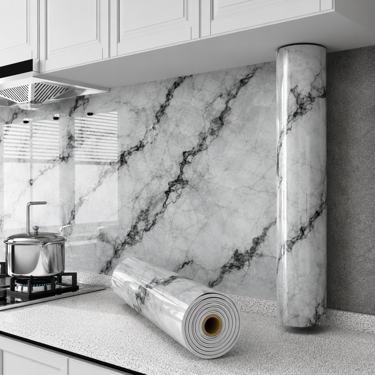 Rollo Mármol Autoadhesivo R6 1.20x2.80m – Revestimiento PVC Impermeable, Fácil Instalación, Diseño Simil Mármol HD y Decorativo Para Baños, Cocinas y Living