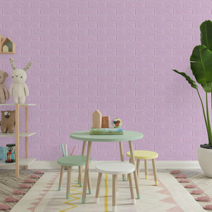 Placas Autoadhesivas 3D Color Lila Para Pared 70x77cm 3mm – Revestimiento Impermeable de PVC, Fácil Instalación, Textura Tipo Ladrillo, Recortable y Decorativo Para Cocina, Living y Dormitorio