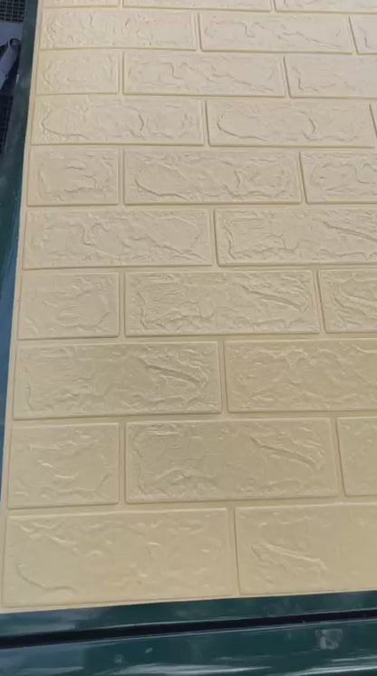 Placas Autoadhesivas 3D Color Amarillo Para Pared 70x77cm 3mm – Revestimiento Impermeable de PVC, Fácil Instalación, Textura Tipo Ladrillo, Recortable y Decorativo Para Cocina, Living y Dormitorio