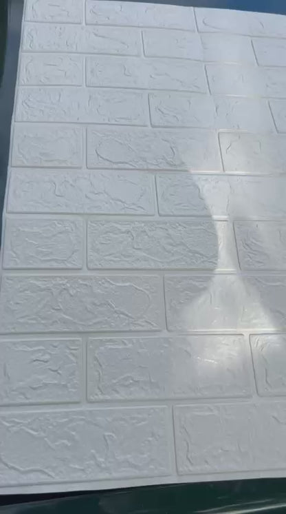 Placas Autoadhesivas 3D Color Blanco Para Pared 70x77cm 3mm – Revestimiento Impermeable de PVC, Fácil Instalación, Textura Tipo Ladrillo, Recortable y Decorativo Para Cocina, Living y Dormitorio